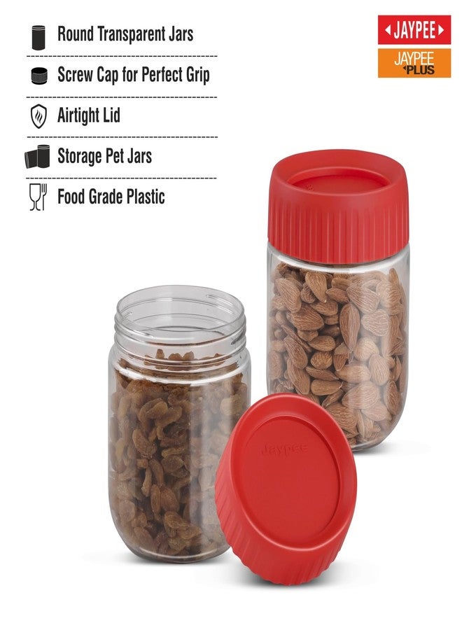 جايبي بلس مجموعة برطمانات وحاويات مطبخ بلاستيكية شفافة من جاي بي بلس، مثالية لتخزين المؤن والوجبات الخفيفة والتوابل والمخللات والفواكه المجففة. غطاء محكم الإغلاق وقابل للتكديس. سعة 750 مل، طقم من قطعتين، لون أحمر. - Image 3